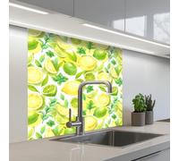KitchenYeah© Splashback for kitchen 32"x32" / 80x80 cm self-adhesive Sink Splash Splatter Guard Splashbacks Walls Lemon - Yellow - Lime - Green
