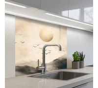 KitchenYeah© Splashback for kitchen 32"x32" / 80x80 cm self-adhesive Sink Splash Splatter Guard Splashbacks Walls Landscape - Japandi - bird