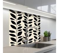 KitchenYeah© Splashback for kitchen 32"x32" / 80x80 cm self-adhesive Sink Splash Splatter Guard Splashbacks Walls Botanical - Pattern - Black - Beige