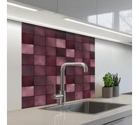 KitchenYeah© Splashback for kitchen 32"x32" / 80x80 cm self-adhesive Sink Splash Splatter Guard Splashbacks Walls Square - Tile - Pattern - Purple