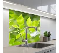 KitchenYeah© Splashback for kitchen 32"x32" / 80x80 cm self-adhesive Sink Splash Splatter Guard Splashbacks Walls Nature - Spring - Green - Leaves