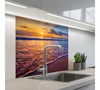 KitchenYeah© Splashback for kitchen 32"x32" / 80x80 cm self-adhesive Sink Splash Splatter Guard Splashbacks Walls Sea - Beach - Sunset - Clouds - Horizon