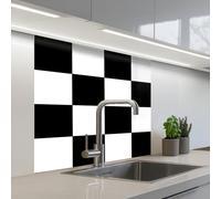 KitchenYeah© Splashback for kitchen 32"x32" / 80x80 cm self-adhesive Sink Splash Splatter Guard Splashbacks Walls Chessboard - Patterns - Black and White