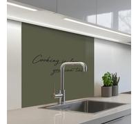 KitchenYeah© Splashback for kitchen 32"x32" / 80x80 cm self-adhesive Wall Protector Decor Panels Cooker Backsplash Quote - Cooking