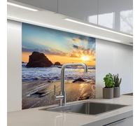 KitchenYeah© Splashback for kitchen 32"x32" / 80x80 cm self-adhesive Wall Protector Decor Panels Cooker Backsplash Sunset - Sea - Beach - Landscape