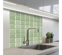 KitchenYeah© Splashback for kitchen 32"x32" / 80x80 cm self-adhesive Wall Protector Decor Panels Cooker Backsplash Glossy - Mosaic - Tiles - Soft - Green