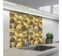 KitchenYeah© Splashback for kitchen 32"x32" / 80x80 cm self-adhesive Wall Protector Splash Back Cooker Backsplash Modern - Circle - Gold