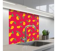KitchenYeah© Splashback for kitchen 32"x32" / 80x80 cm self-adhesive Wall Protector Splash Back Cooker Backsplash Pink - Mango - Blue - Stripes