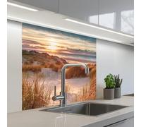KitchenYeah© Splashback for kitchen 32"x32" / 80x80 cm self-adhesive Wall Protector Splash Back Cooker Backsplash Dune - Plants - Sunset - Beach - Sea
