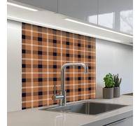 KitchenYeah© Splashback for kitchen 32"x32" / 80x80 cm self-adhesive Wall Protector Splash Back Cooker Backsplash Plaid - Pattern - Square - Brown