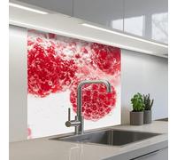 KitchenYeah© Splashback for kitchen 32"x32" / 80x80 cm self-adhesive Wall Protector Splash Back Cooker Backsplash Fruit - Water - Bubbles - Red