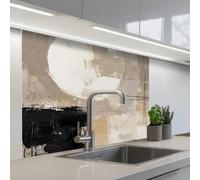 KitchenYeah© Splashback for kitchen 32"x39" / 80x100 cm self-adhesive Back Splashes Kitchens Splash Guard Decor Abstract - Circle - Modern - Beige - Black - Minimalist
