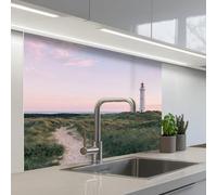 KitchenYeah© Splashback for kitchen 32"x39" / 80x100 cm self-adhesive Back Splashes Kitchens Splash Guard Decor Lighthouse - Dune landscape - Sea