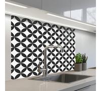 KitchenYeah© Splashback for kitchen 32"x39" / 80x100 cm self-adhesive Back Splashes Kitchens Splash Guard Decor Circle - Pattern - Black - White
