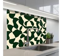 KitchenYeah© Splashback for kitchen 32"x39" / 80x100 cm self-adhesive Back Splashes Kitchens Splash Guard Decor Green - Organic planes - Cream