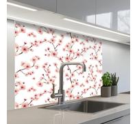 KitchenYeah© Splashback for kitchen 32"x39" / 80x100 cm self-adhesive Back Splashes Kitchens Splash Guard Decor Cherry Blossom - Branches - Pink