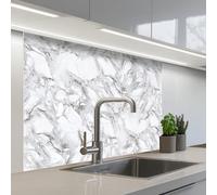 KitchenYeah© Splashback for kitchen 32"x39" / 80x100 cm self adhesive Sink Splash Splatter Guard Backsplash Decor Marble - Layered - Breaking - Grey texture