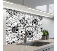KitchenYeah© Splashback for kitchen 32"x39" / 80x100 cm self adhesive Sink Splash Splatter Guard Backsplash Decor Flowers - Sunflower - Pattern