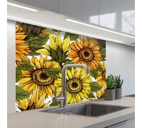 KitchenYeah© Splashback for kitchen 32"x39" / 80x100 cm self adhesive Sink Splash Splatter Guard Backsplash Decor Sunflower - Vintage - Design