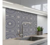 KitchenYeah© Splashback for kitchen 32"x39" / 80x100 cm self-adhesive Sink Splash Splatter Guard Splashbacks Walls Mandala - Blue - Pattern - Abstract