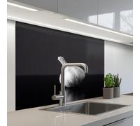 KitchenYeah© Splashback for kitchen 32"x39" / 80x100 cm self-adhesive Sink Splash Splatter Guard Splashbacks Walls Garlic - Black - White