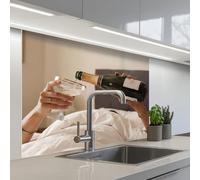 KitchenYeah© Splashback for kitchen 32"x39" / 80x100 cm self-adhesive Sink Splash Splatter Guard Splashbacks Walls Champagne - Bed - Bubbles