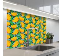 KitchenYeah© Splashback for kitchen 32"x39" / 80x100 cm self-adhesive Sink Splash Splatter Guard Splashbacks Walls Mango - Pattern - Fruit - Leaves