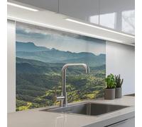 KitchenYeah© Splashback for kitchen 32"x39" / 80x100 cm self-adhesive Sink Splash Splatter Guard Splashbacks Walls Landscape - Valley - Green