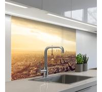 KitchenYeah© Splashback for kitchen 32"x39" / 80x100 cm self-adhesive Sink Splash Splatter Guard Splashbacks Walls Paris - Skyline - Sunset - Cities