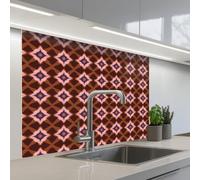 KitchenYeah© Splashback for kitchen 32"x39" / 80x100 cm self-adhesive Sink Splash Splatter Guard Splashbacks Walls Geometric - Ornate - Brown