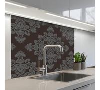 KitchenYeah© Splashback for kitchen 32"x39" / 80x100 cm self-adhesive Sink Splash Splatter Guard Splashbacks Walls Brown - Gray - Ornate - Patterned