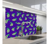 KitchenYeah© Splashback for kitchen 32"x39" / 80x100 cm self-adhesive Sink Splash Splatter Guard Splashbacks Walls Purple - green - grapes - leaves