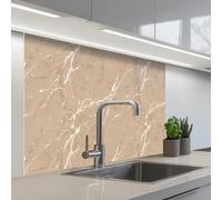KitchenYeah© Splashback for kitchen 32"x39" / 80x100 cm self-adhesive Sink Splash Splatter Guard Splashbacks Walls Beige - Marble - Organic - White