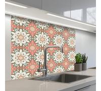 KitchenYeah© Splashback for kitchen 32"x39" / 80x100 cm self-adhesive Sink Splash Splatter Guard Splashbacks Walls Vintage - Flowers - Mandala - Patterns