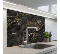 KitchenYeah© Splashback for kitchen 32"x39" / 80x100 cm self-adhesive Sink Splash Splatter Guard Splashbacks Walls Black - Marble - Gold - Nerf