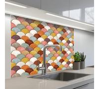KitchenYeah© Splashback for kitchen 32"x39" / 80x100 cm self-adhesive Sink Splash Splatter Guard Splashbacks Walls Rainbow - Scales - Earth tones