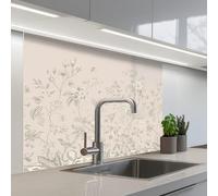 KitchenYeah© Splashback for kitchen 32"x39" / 80x100 cm self-adhesive Wall Protector Decor Panels Cooker Backsplash Flowers - Beige - Botanical - Vintage