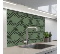 KitchenYeah© Splashback for kitchen 32"x39" / 80x100 cm self-adhesive Wall Protector Decor Panels Cooker Backsplash Pattern - Green - Geometric