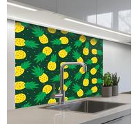 KitchenYeah© Splashback for kitchen 32"x39" / 80x100 cm self-adhesive Wall Protector Decor Panels Cooker Backsplash Dark green - Pineapple - Leaves