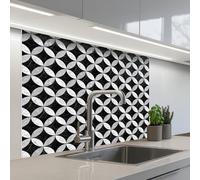 KitchenYeah© Splashback for kitchen 32"x39" / 80x100 cm self-adhesive Wall Protector Splash Back Cooker Backsplash Circle - Tiles - Marble - Black - White