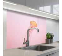 KitchenYeah© Splashback for kitchen 32"x39" / 80x100 cm self-adhesive Wall Protector Splash Back Cooker Backsplash Ornate - Jellyfish - Pink