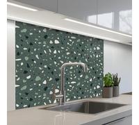 KitchenYeah© Splashback for kitchen 32"x39" / 80x100 cm self-adhesive Wall Protector Splash Back Cooker Backsplash Terrazzo - Pattern - Colorful - Green