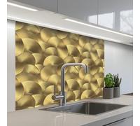KitchenYeah© Splashback for kitchen 32"x39" / 80x100 cm self-adhesive Wall Protector Splash Back Cooker Backsplash Modern - Circle - Gold