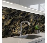 KitchenYeah© Splashback for kitchen 32"x59" / 80x150 cm self-adhesive Back Splashes Kitchens Splash Guard Decor Marble - Black - Gold