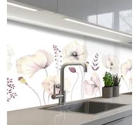 KitchenYeah© Splashback for kitchen 32"x59" / 80x150 cm self-adhesive Back Splashes Kitchens Splash Guard Decor Flowers - Pastel - Plants - White