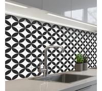 KitchenYeah© Splashback for kitchen 32"x59" / 80x150 cm self-adhesive Back Splashes Kitchens Splash Guard Decor Circle - Pattern - Black - White