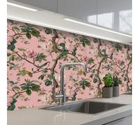 KitchenYeah© Splashback for kitchen 32"x59" / 80x150 cm self-adhesive Back Splashes Kitchens Splash Guard Decor Peonies - Botanical - Bird