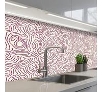 KitchenYeah© Splashback for kitchen 32"x59" / 80x150 cm self-adhesive Back Splashes Kitchens Splash Guard Decor Winding line - Magenta - Cream