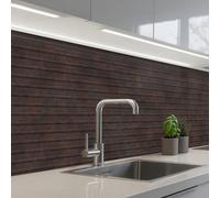 KitchenYeah© Splashback for kitchen 32"x59" / 80x150 cm self-adhesive Back Splashes Kitchens Splash Guard Decor Dark brown - Rust - Stripes - Patterned