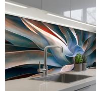 KitchenYeah© Splashback for kitchen 32"x59" / 80x150 cm self-adhesive Back Splashes Kitchens Splash Guard Decor Leaves - Nature - Still life - Blue